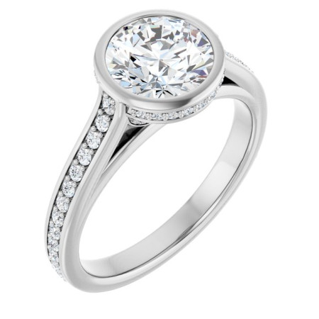 Madison 1.5 Carat Round Diamond Bezel-Set Accented Engagement Ring ST026DNR
