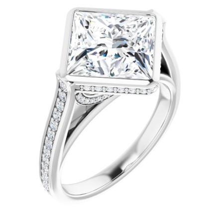 Madison Lab Grown Diamond Ring | 4 Carat Square Diamond Bezel-Set Engagement Ring ST026DLS