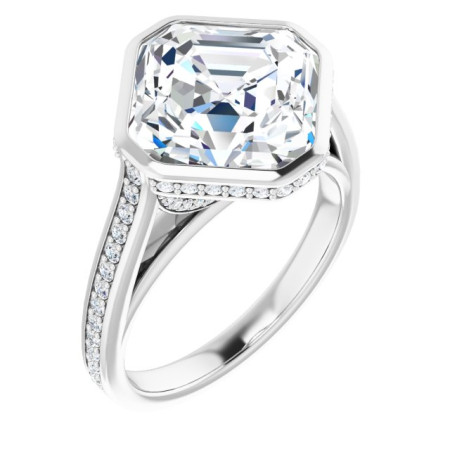 Madison Lab Grown Diamond Ring | 5 Carat Asscher Diamond Bezel-Set Engagement Ring ST026DLA