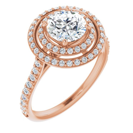Maggie 1 Carat Round Diamond Double Halo-Style Engagement Ring in Rose color ST220DNR
