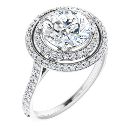 Maggie Lab Grown Diamond Ring | 2 Carat Round Diamond Double Halo-Style Engagement Ring ST220DLR
