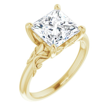 Magnolia Lab Grown Diamond Ring | 3 Carat Square Diamond Solitaire Engagement Ring in Yellow color  ST119DLS