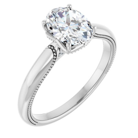 Margaret 1 Carat Oval Diamond Accented Engagement Ring in White color  ST103DNO