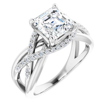 Margot Lab Grown Diamond Ring | 2 Carat Asscher Diamond Accented Engagement Ring ST148DLA