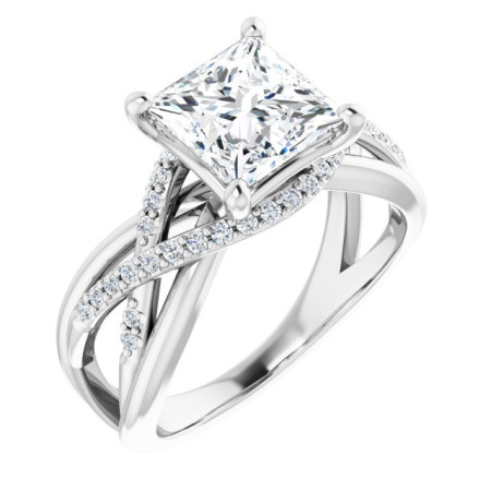 Margot Lab Grown Diamond Ring | 2 Carat Square Diamond Accented Engagement Ring ST148DLS