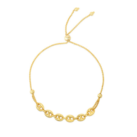 5.6mm Mariner Link Friendship Bracelet for Men & Women | 14K Yellow Gold | Draw String Clasp HD5135