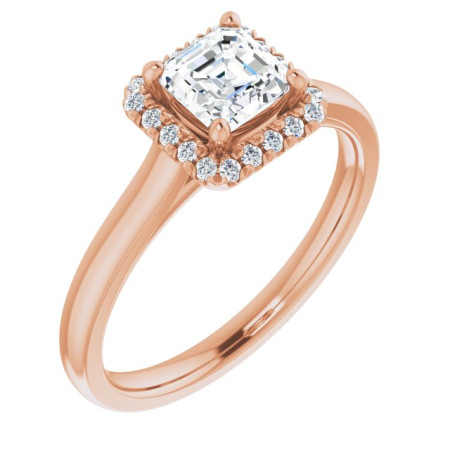Mary 0.75 Carat Asscher Diamond French-Set Halo-Style Engagement Ring in Rose color ST109DNA