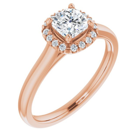 Mary 0.75 Carat Cushion Diamond French-Set Halo-Style Engagement Ring in Rose color ST109DNC