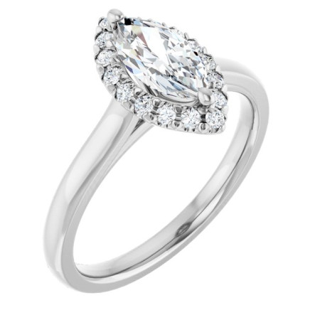 Mary 0.75 Carat Marquise Diamond French-Set Halo-Style Engagement Ring ST109DNM
