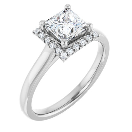Mary 1 Carat Square Diamond French-Set Halo-Style Engagement Ring ST109DNS