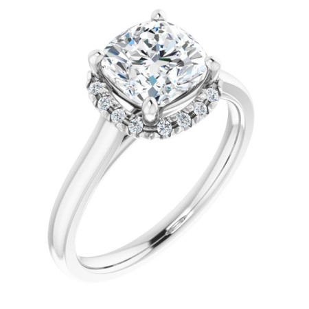 Mary Lab Grown Diamond Ring | 2 Carat Cushion Diamond French-Set Halo-Style Engagement Ring ST109DLC