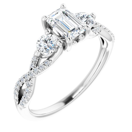 Melanie 0.5 Carat Emerald Diamond Three-Stone Engagement Ring ST105DNE