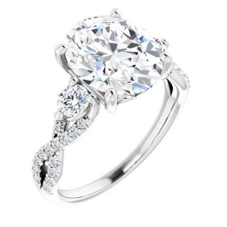 Melanie Lab Grown Diamond Ring | 4 Carat Oval Diamond Three-Stone Engagement Ring ST105DLO