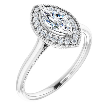 Melody 0.5 Carat Marquise Diamond Halo-Style Engagement Ring ST088DNM