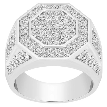 Men's 10k or 14k White Gold Round Diamond Ring l 2.95ct l G-H  HD3577