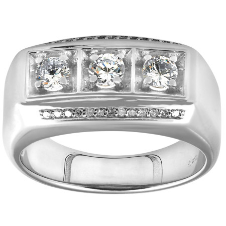 Men's 10k or 14k White Gold Round Diamond Wedding Ring l 1ct l H-I  HD3526