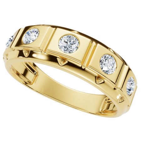 Men's 10k or 14k Yellow Gold Round Diamond Ring l 0.45ct l G-H in Yellow color  HD3504