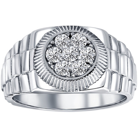 Men's 10K or 14K White Gold Lab Grown Round Diamond Ring l 0.71ct l G, VS HD3392