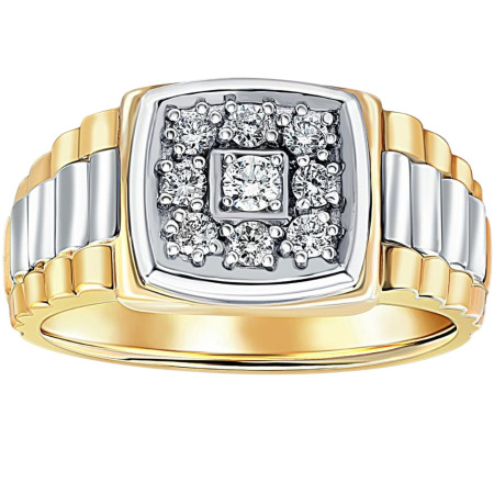 Men's 10K or 14K Two-Tone Gold Diamond Ring l 0.4ct l G-H  HD3597