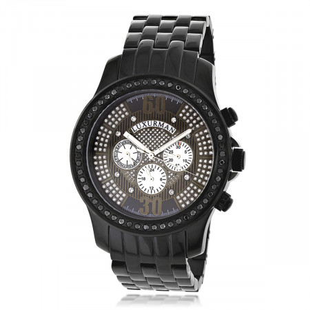 Men's Black Diamond Watch by LUXURMAN 2.25... 965818