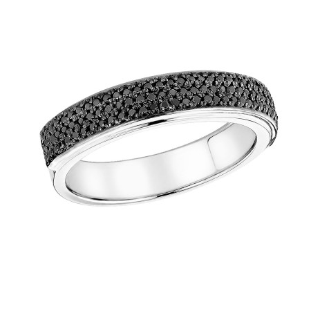 Men's Black Diamond Wedding Band 0.6ct 10K or 14K Gold Pave Diamonds Ring in White color  000232