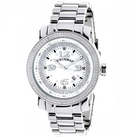Designer Large Luxurman Phantom Real Diamond Watch for Men 0.12ct
