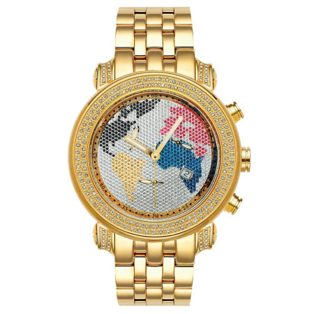 Men's Joe Rodeo Tyler Diamond Watch 49mm Diamond Bezel Yellow Dial