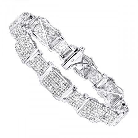 Men's Sterling Silver Diamond Bracelet 4 c... 310294
