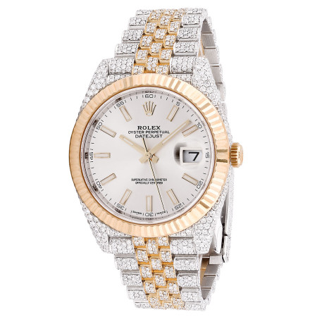 Two Tone Rolex Datejust 41mm White Roman Numerals Dial MoP Diamond