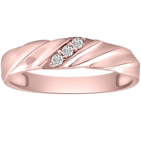 10K or 14k Gold Lab Grown Round Diamond Wedding Ring l 0.1ct l G, VS for Men in Rose color HD3414