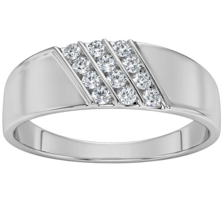 10K or 14k Gold Round Diamond Ring l 0.18ct l G-H for Men in White color  HD3491