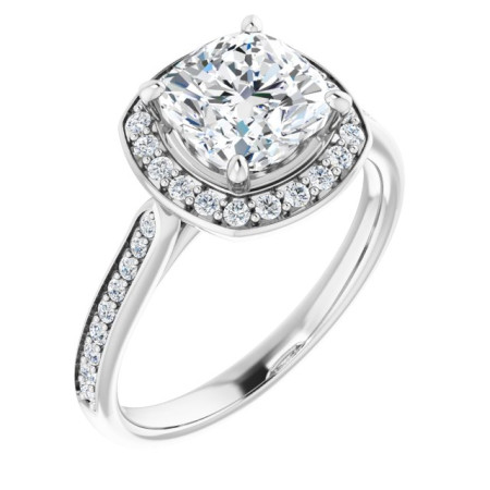 Millie Lab Grown Diamond Ring | 2 Carat Cushion Diamond Halo-Style Engagement Ring ST102DLC