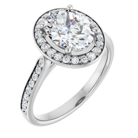 Millie Lab Grown Diamond Ring | 2 Carat Oval Diamond Halo-Style Engagement Ring ST102DLO