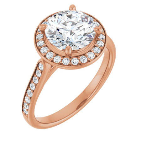 Millie Lab Grown Diamond Ring | 2 Carat Round Diamond Halo-Style Engagement Ring in Rose color ST102DLR