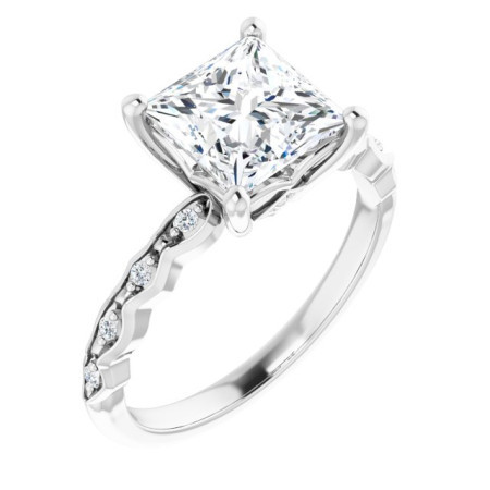 Molly Lab Grown Diamond Ring | 2 Carat Square Diamond Accented Engagement Ring ST153DLS