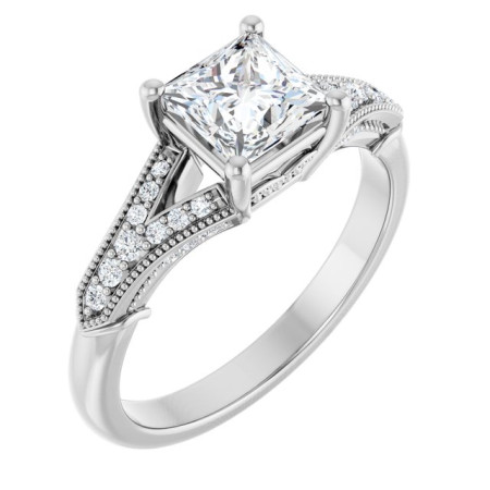 Morgan 1 Carat Square Diamond Accented Engagement Ring ST170DNS