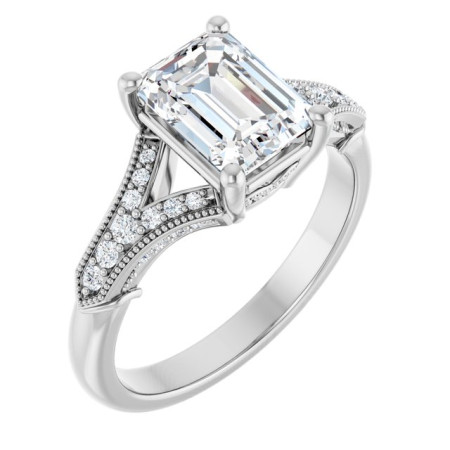 Morgan Lab Grown Diamond Ring | 2 Carat Emerald Diamond Accented Engagement Ring ST170DLE