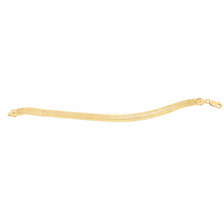 1.8mm Multi-strand Herringbone Bracelet for Men & Women | 14K Yellow Gold | Lobster Clasp HD5131