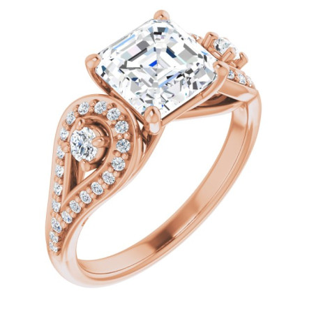 Mya Lab Grown Diamond Ring | 2 Carat Asscher Diamond Vintage-Inspired Engagement Ring in Rose color ST222DLA
