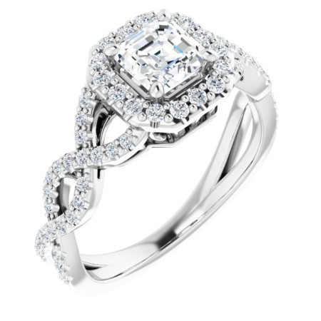 Naomi 0.75 Carat Asscher Diamond Infinity-Inspired Halo-Style Engagement Ring in White color  ST037DNA