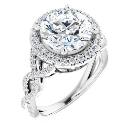 Naomi 3 Carat Round Diamond Infinity-Inspired Halo-Style Engagement Ring in White color  ST037DNR