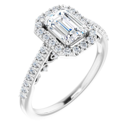 Natalie 1 Carat Emerald Diamond Halo-Style Engagement Ring ST080DNE