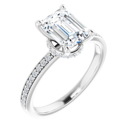Nicole Lab Grown Diamond Ring | 2 Carat Emerald Diamond Accented Engagement Ring ST232DLE