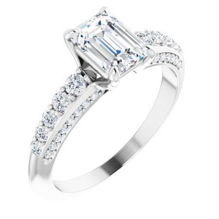 Nora 1 Carat Emerald Diamond Accented Engagement Ring ST021DNE