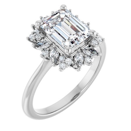 Norah Lab Grown Diamond Ring | 2 Carat Emerald Diamond Halo-Style Engagement Ring ST147DLE