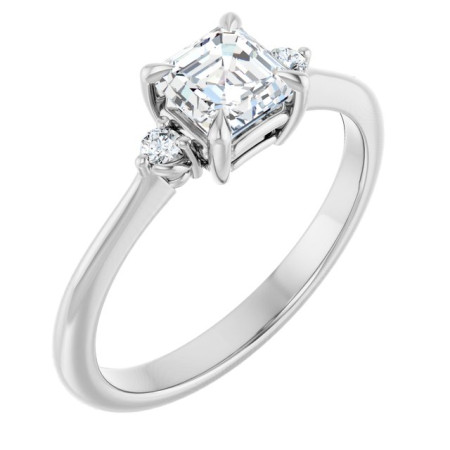Oakley 0.75 Carat Asscher Diamond Side Stone Engagement Ring ST122DNA