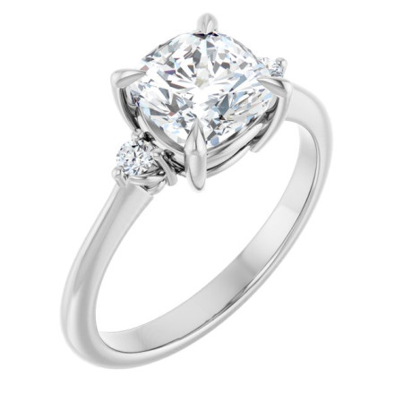 Oakley Lab Grown Diamond Ring | 2 Carat Cushion Diamond Side Stone Engagement Ring ST122DLC