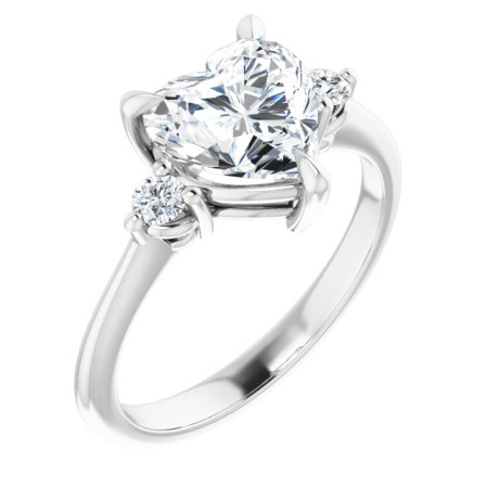 Oakley Lab Grown Diamond Ring | 2 Carat Heart Diamond Side Stone Engagement Ring ST122DLH