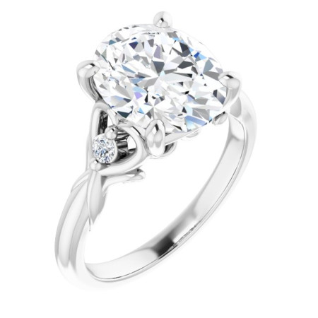 Olive Lab Grown Diamond Ring | 4 Carat Oval Diamond Accented Engagement Ring ST123DLO