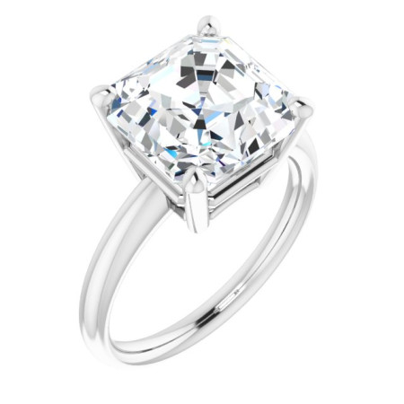 Olivia Lab Grown Diamond Ring | 5 Carat Asscher Diamond Solitaire Engagement Ring in White color  